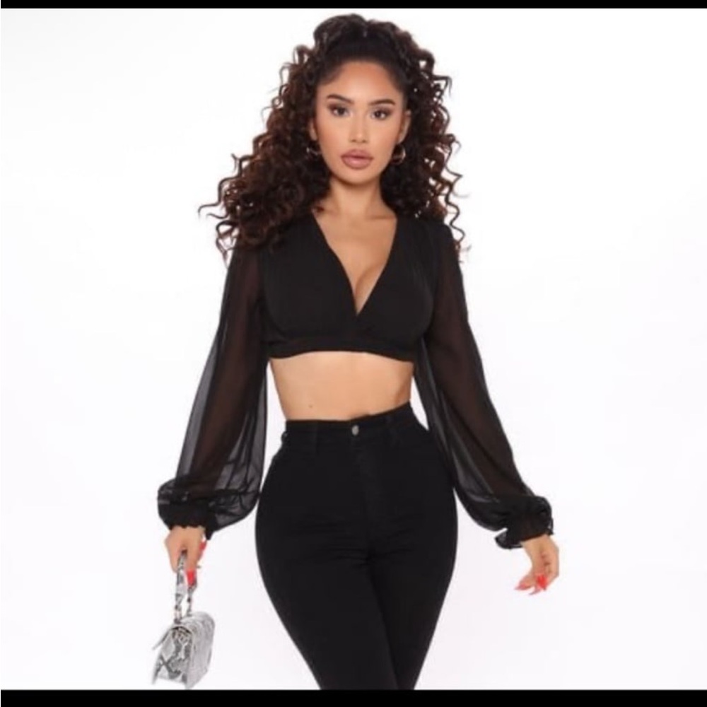 Fashion Nova Tell Me Your Sign Black Top